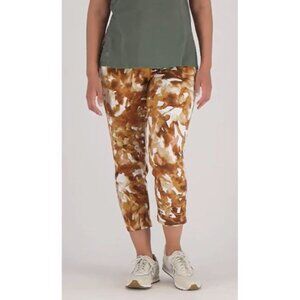 Susan Graver Weekend Petite Printed Slim Leg Crop Pants Womens 1X Spice Tan NEW